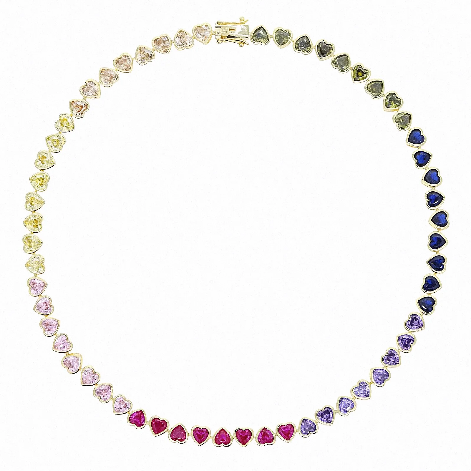 Rainbow Heart Tennis Necklace - Velvet Desert Jewelry