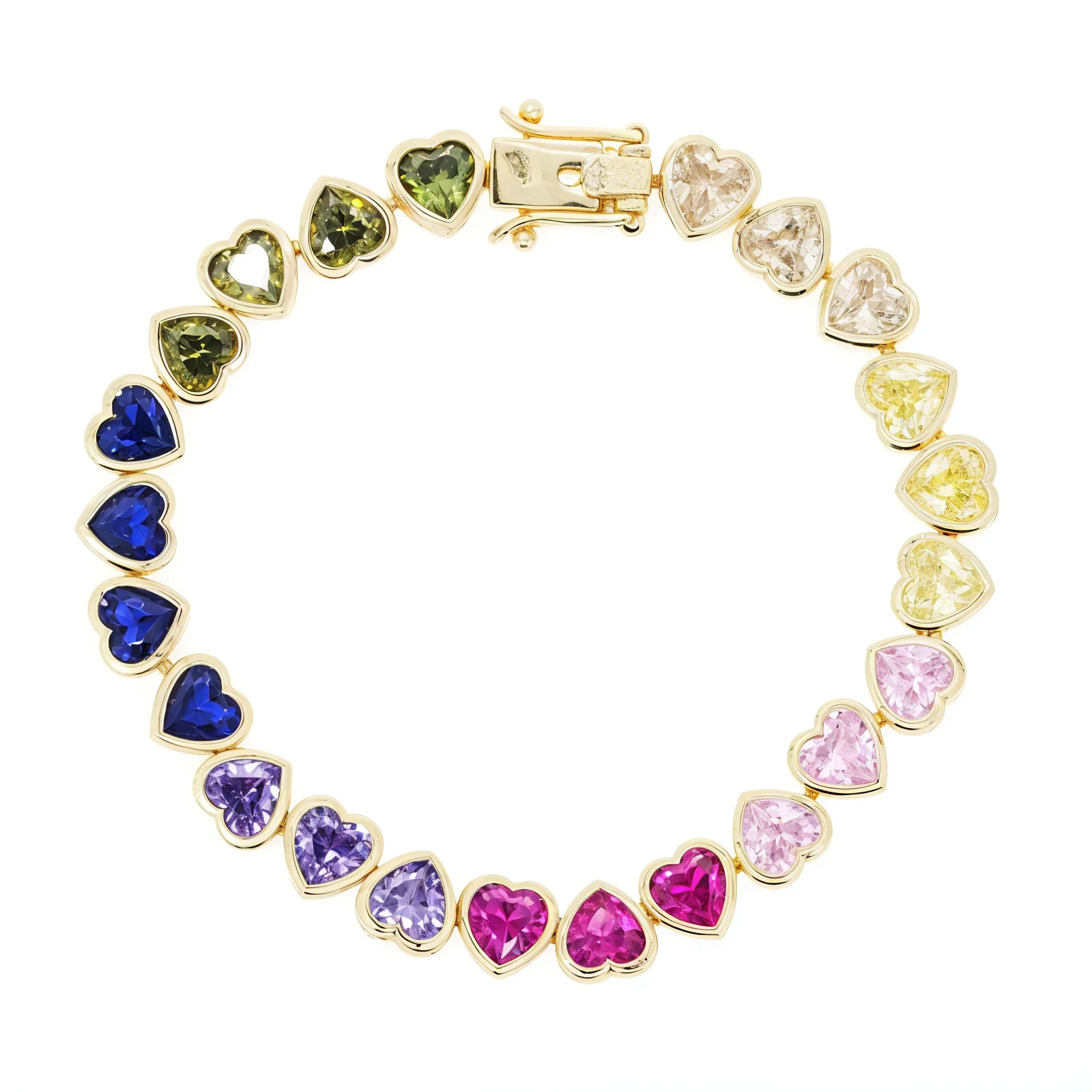 Rainbow Heart Tennis Bracelet - Velvet Desert Jewelry